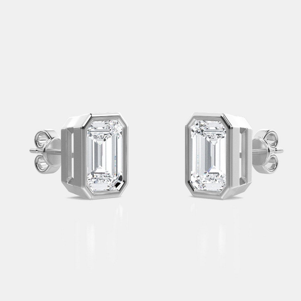 Emerald Bezel Studs